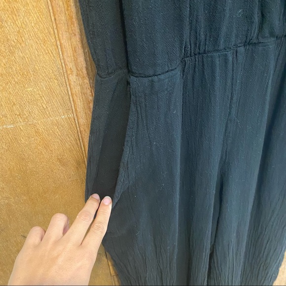 Gauzey Jumpsuit sleeveless pockets black SMALL elastic waist - Picture 3 of 8